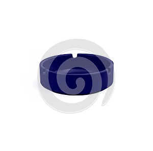 Blue ceramic ashtray isolated on white background.