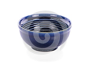 Blue ceramic bowl, Empty bowl or cup isolated on white background with clipping path