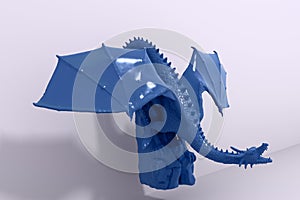 Blue Ceramic Good Luck Chinese Dragon