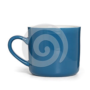 Blue ceramic mug for tea, coffee, milk or juice isolated on white