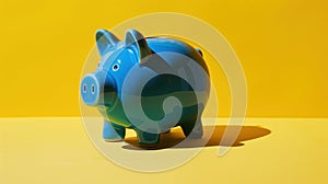 The blue ceramic piggybank.AI generated image
