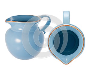 Blue ceramic pitcher