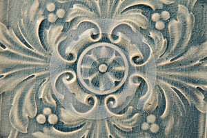 Blue Ceramic Tile with Floral Pattern