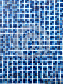 Blue ceramic tile mosaic in swimming pool