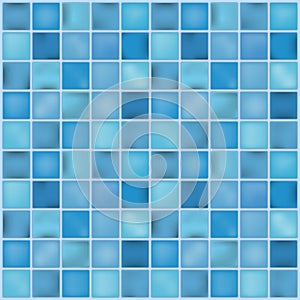 Blue ceramic tile mosaic in swimming pool. Vector illustration.