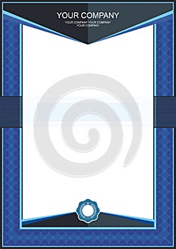 Blue Certificate or diploma template frame - border