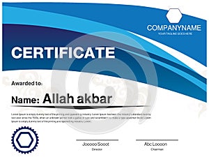 Blue certificate template use for diploma layout, diploma design
