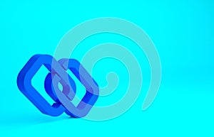 Blue Chain link icon isolated on blue background. Link single. Hyperlink chain symbol. Minimalism concept. 3d