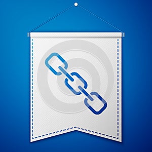 Blue Chain link icon isolated on blue background. Link single. Hyperlink chain symbol. White pennant template. Vector
