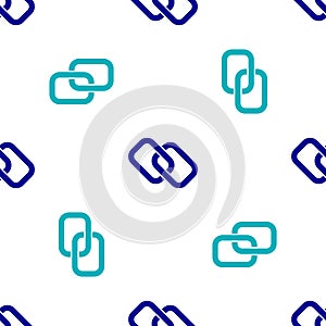 Blue Chain link icon isolated seamless pattern on white background. Link single. Hyperlink chain symbol. Vector