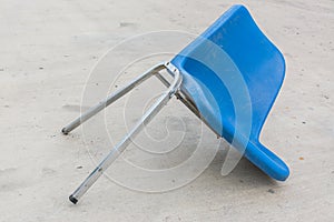 Blue chair damage.
