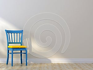 Blue chair on a white background