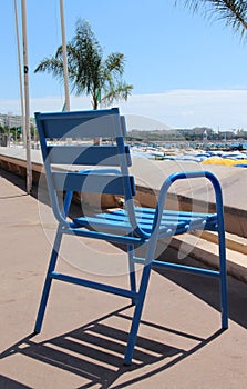 Blue chairs of Cannes, France