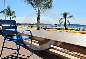 Blue chairs of Cannes, France