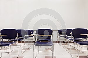 Blue Chairs in a Classroom
