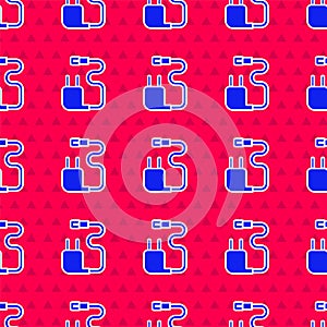 Blue Charger icon isolated seamless pattern on red background. Vector Illustration