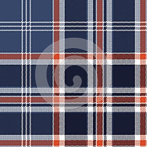 Blue check fabric texture pixel seamless pattern