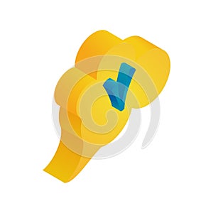 Blue check mark in bubble icon, isometric 3d style