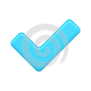 Blue check mark consent 3d icon vector illustration