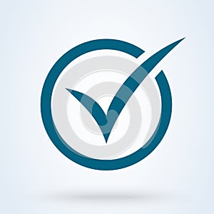 Blue check mark icon. Tick symbol in blue color, vector illustration