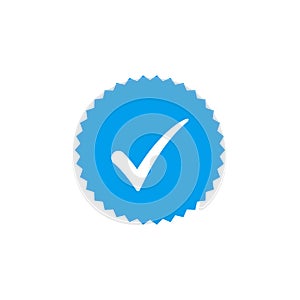 Blue check mark icon vector design, profile verified badge