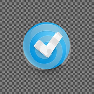 Blue Check Marks on a Transparent Background. Vector Illustration.