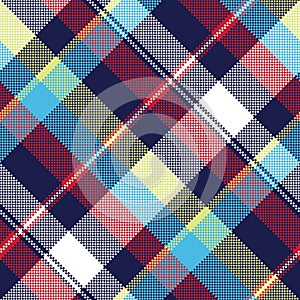 Blue check pixel fabric texture seamless pattern