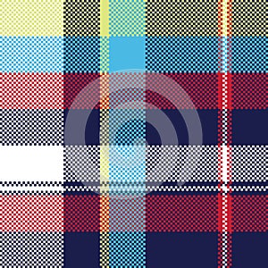 Blue check pixel fabric texture seamless pattern