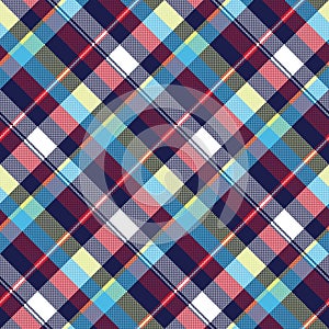 Blue check pixel fabric texture seamless pattern