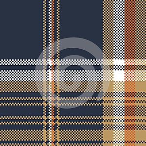 Blue check pixel fabric texture seamless pattern