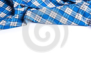 Blue Checkered Fabric on white Background