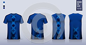 Blue Checkered pattern T-shirt sport, Soccer jersey, football kit, basketball uniform, tank top, and running singlet mockup.