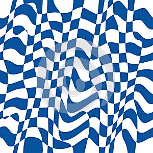 Blue Checkered Retro Wave Warp