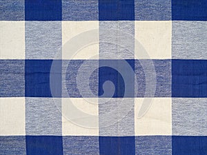 Blue checkered tablecloth
