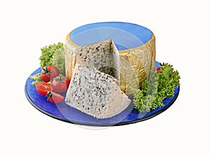 Blue cheese in blue plate