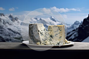 Blue cheese, snow-capped mountain peaks. Generative AI