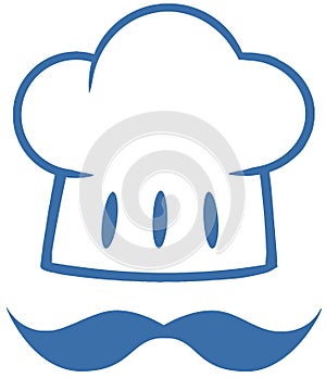 Blue Chef Hat With A Mustache Logo