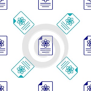 Blue Chemistry report icon isolated seamless pattern on white background. Vector