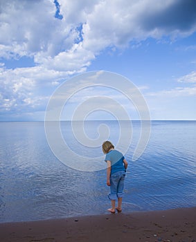 Blue Child, Sky, and Water