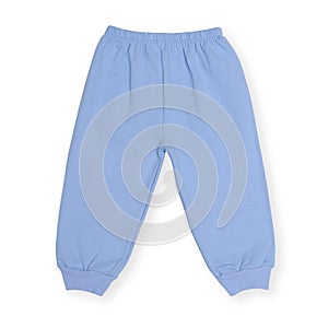 Blue children`s sports pants isolated on white
