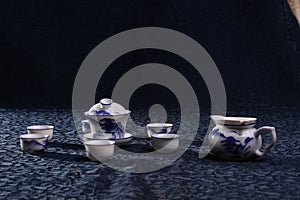 Blue China tea set