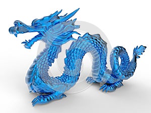 Blue Chinese dragon statuette