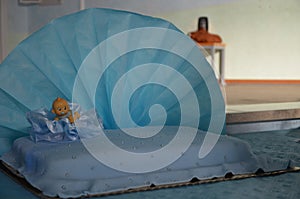 Blue christening cake photo