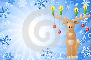 Blue christmas background with reindeer