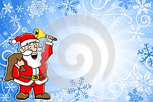 Blue christmas background with santa claus