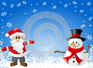 Blue christmas background with santa claus and a s