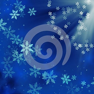 Blue christmas background with snowflakes