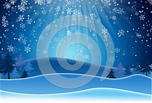 Blue Christmas Background With Snowflakes. Raster Version