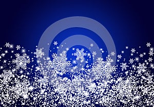blue christmas background with snowflakes and sparkle