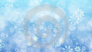Blue Christmas Background with Snowflakes and Sparkles